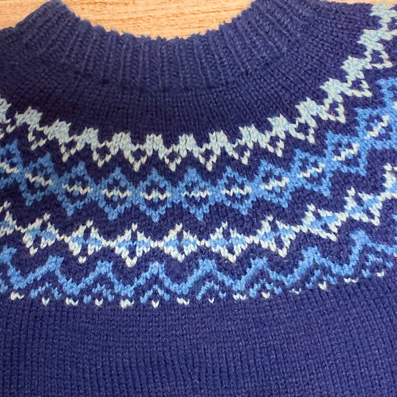 Vintage 80s Handmade Fair Isle Knit Pullover | Women’s Medium | Blue Tones - Picture 5 of 8